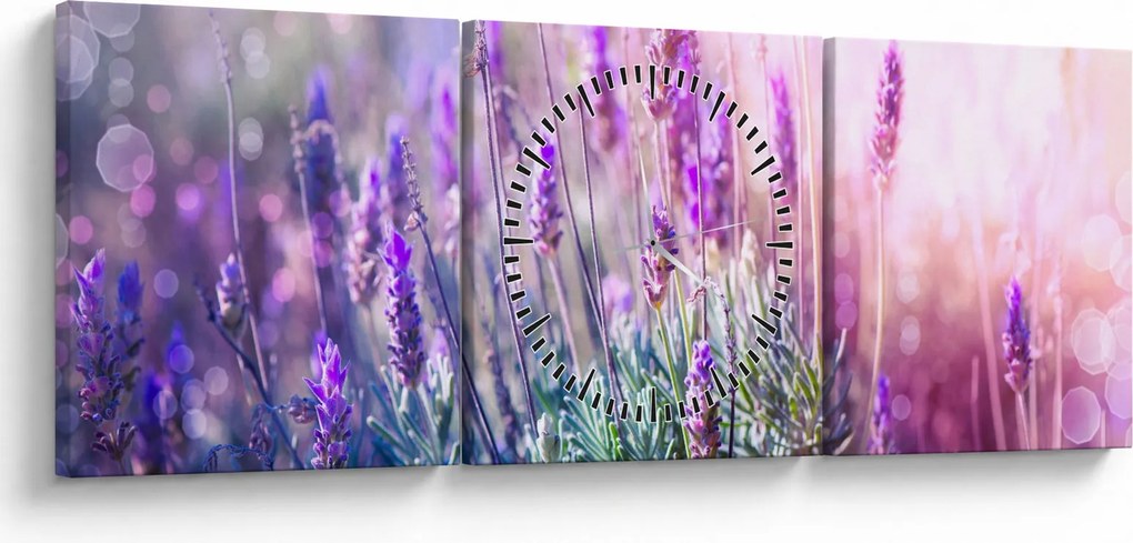 Kép - Levendula a csillogó napban (órával) (90x30 cm)