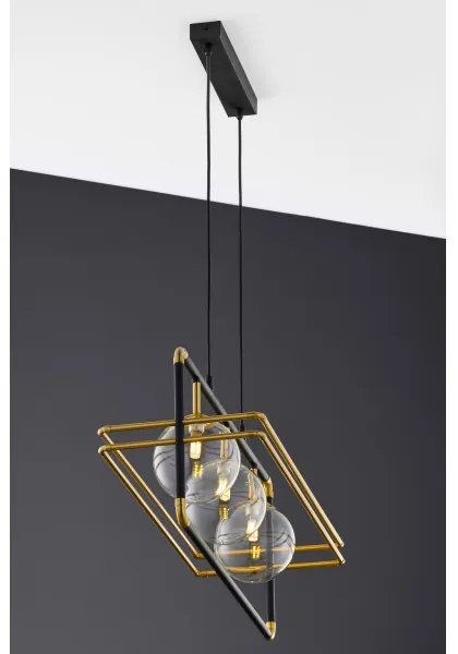 Jupiter 2030 - Csillár zsinóron FIORI 3xG9/10W/230V fekete/arany/átlátszó