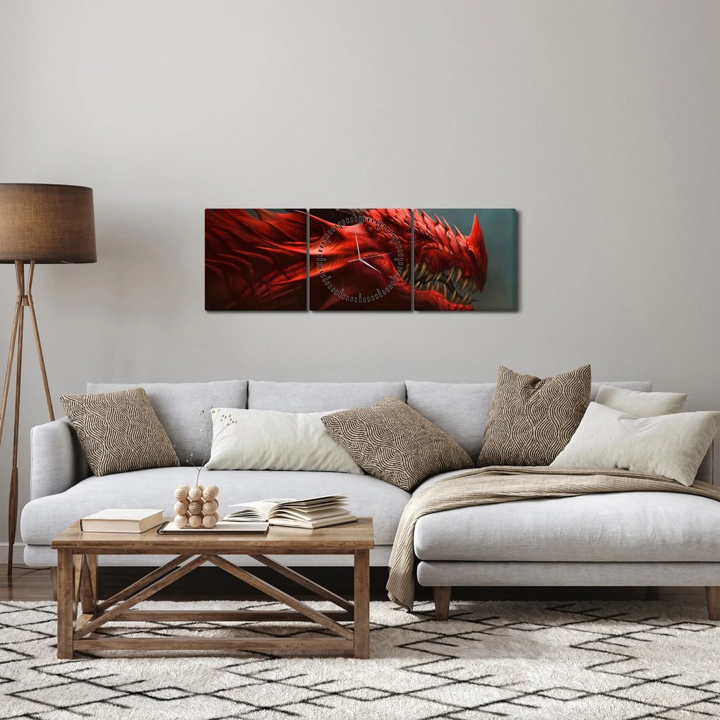 Kép - Sárkány (órával) (90x30 cm)