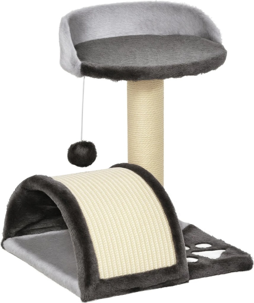 PawHut Macska Karomfa Játszó Labdával, Szürke Színű 35.5 x 37 x 46 cm | Aosom