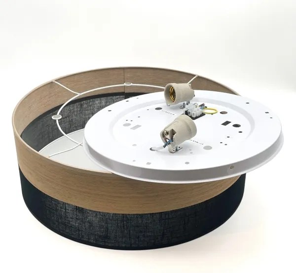 Mennyezeti lámpa SIRJA WOOD 2xE27/15W/230V átm. 45 cm fekete/tölgy