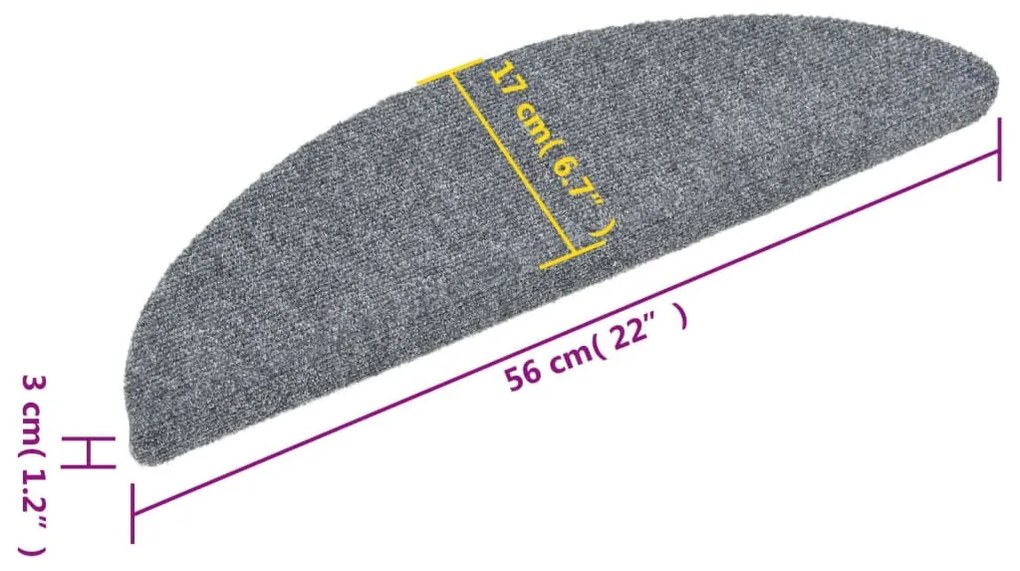 15 db világosszürke öntapadós lépcsőszőnyeg 56x17x3 cm