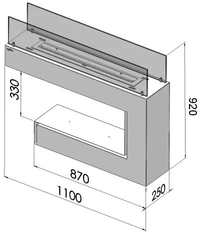 InFire BIO kandalló 110x92 cm, 3 kW, fekete