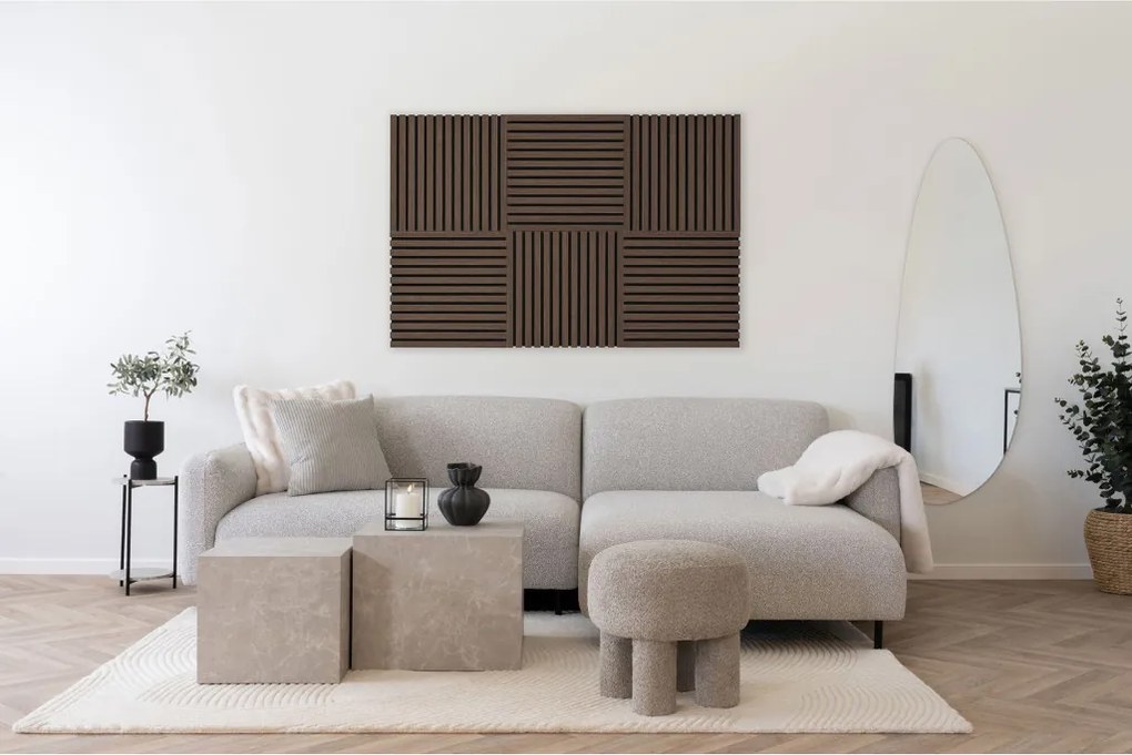 Akusztikus panel, fa furnér, dió, dió hatású 52x52x2,2 cm