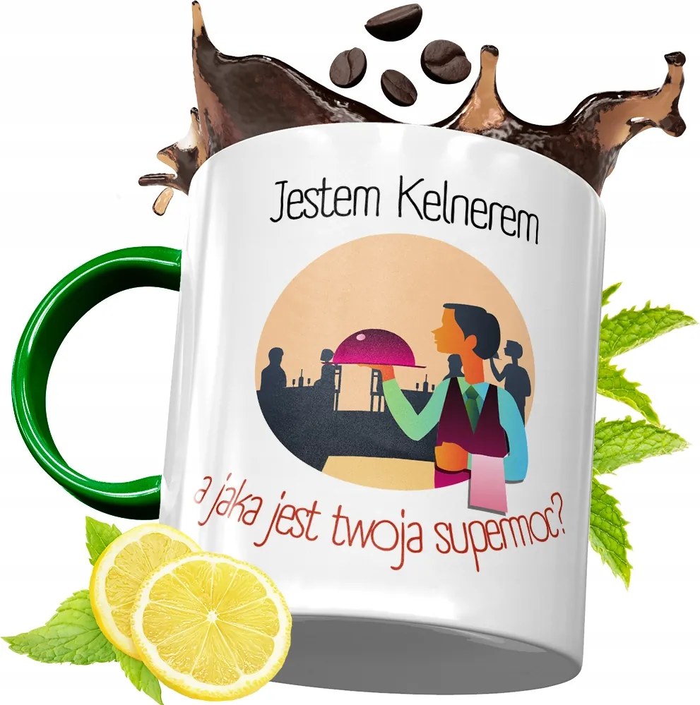 Zöld Bögre Pincérnek Pincérnőnek Ajándék fényképes nyomattal