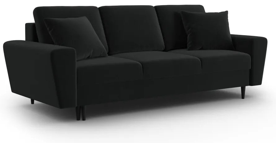 Fekete bársony kinyitható tárolóhelyes kanapé 235 cm Kyoto – Cosmopolitan Design