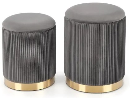 KÉSZLET 2x Taburet MONTY átm. 36/66 cm szürke/arany