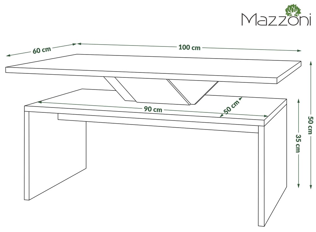 Mazzoni SISI Arany Tölgy/Fekete - MODERN DOHÁNYZÓASZTAL