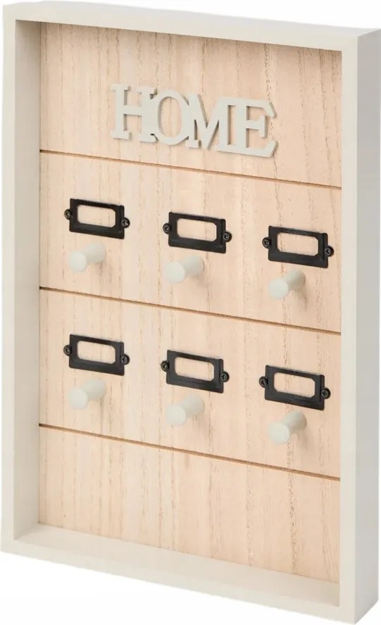 Doboz szekrény kulcstartó 6 akasztós Home bézs