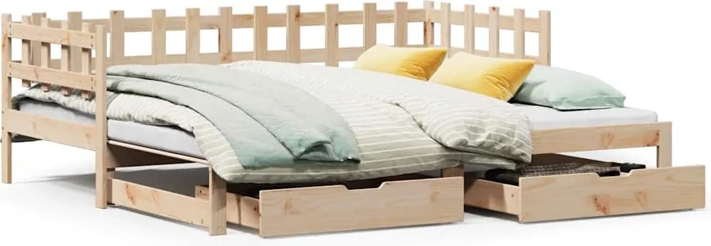 vidaXL kihúzható heverő fiókokkal matrac nélkül 80 x 200 cm