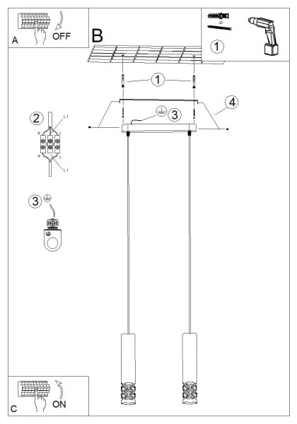 Sollux SL.1692 - Csillár zsinóron LIRO 2xGU10/10W/230V fehér