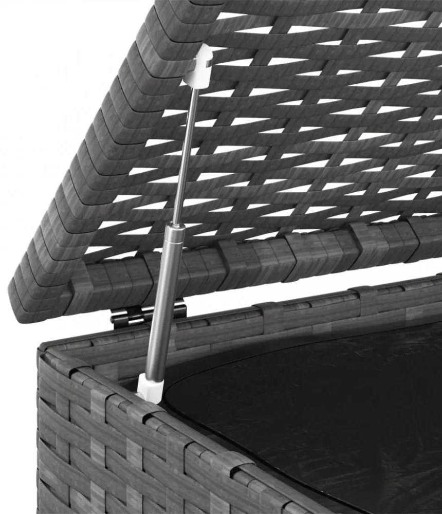 szürke polyrattan kerti párnatartó doboz 100 x 97,5 x 104 cm