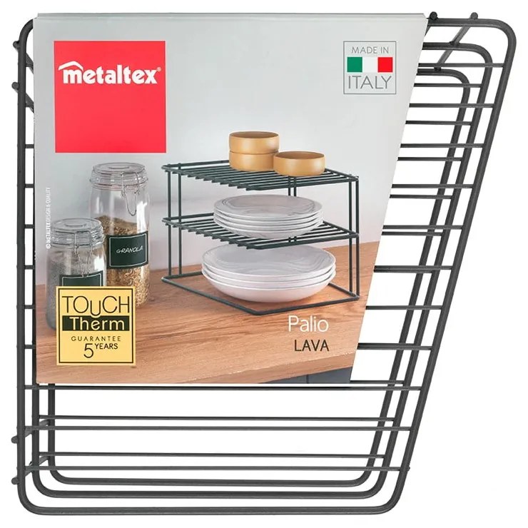 Fekete rozsdamentes acél kiegészítő polc 25x25 cm Palio – Metaltex
