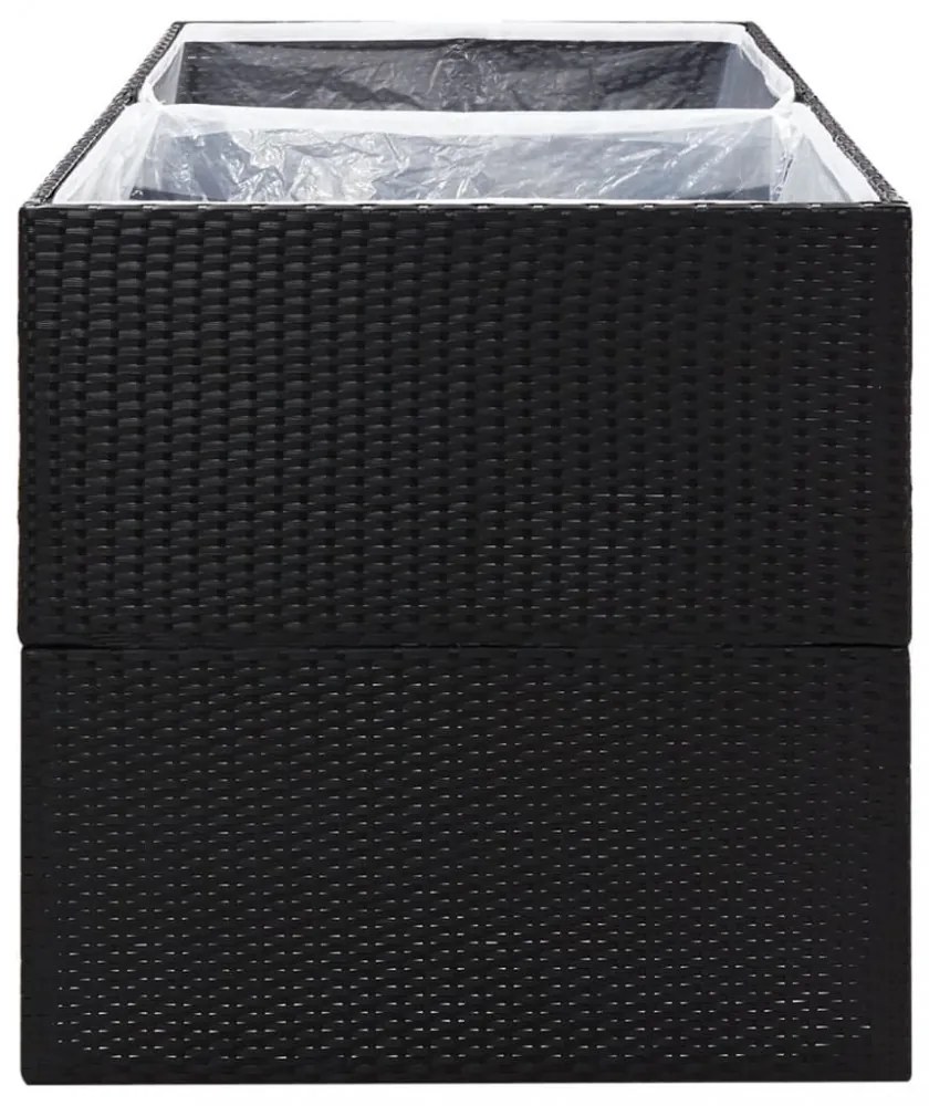 fekete polyrattan kerti ültetőláda 157x80x80 cm