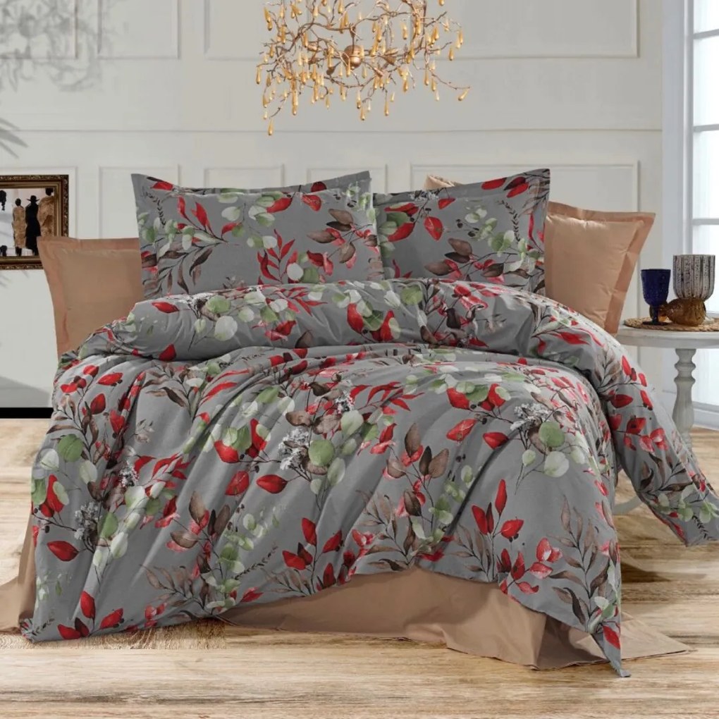 Mia szürke pamut ágyneműhuzat 200x140cm+90x70cm TiaHome