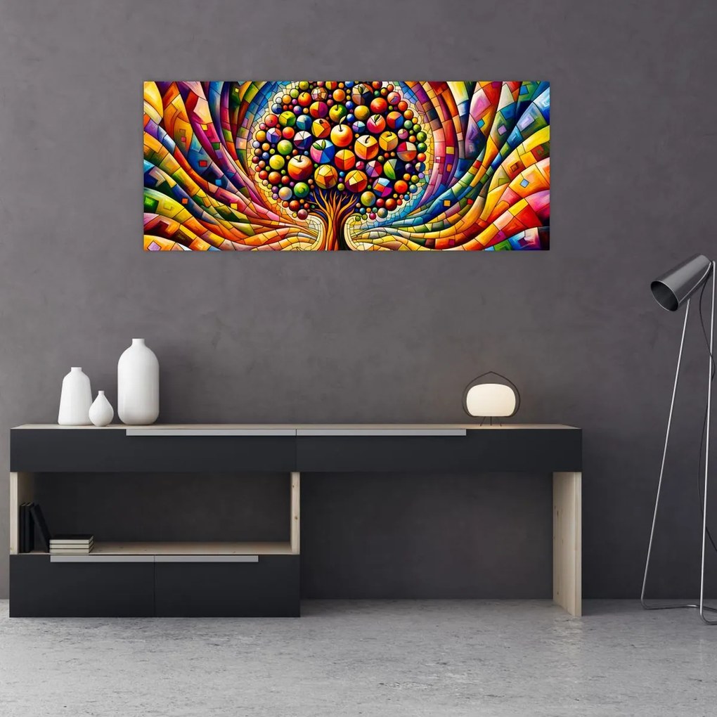 Kép – Színes fa almákkal (120x50 cm)