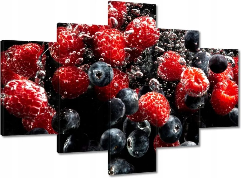 Vászonkép 100x70 Áfonya és málna víz