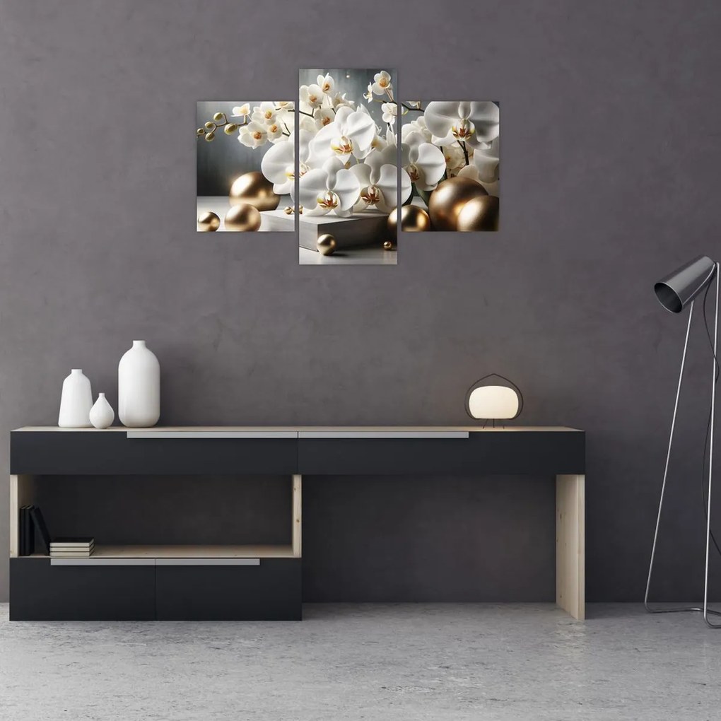 Kép - Orchidea és aranygolyók (90x60 cm)