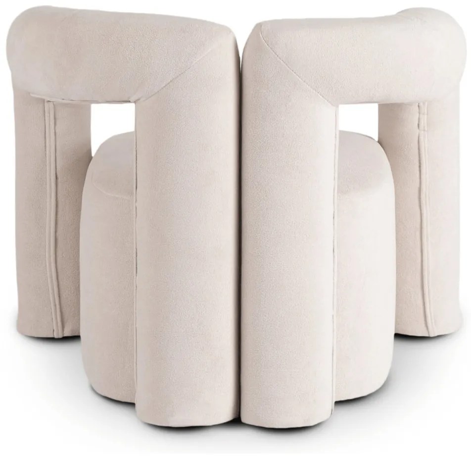 Designer Fotel Krém Bouclé Kárpittal. BRAZIL