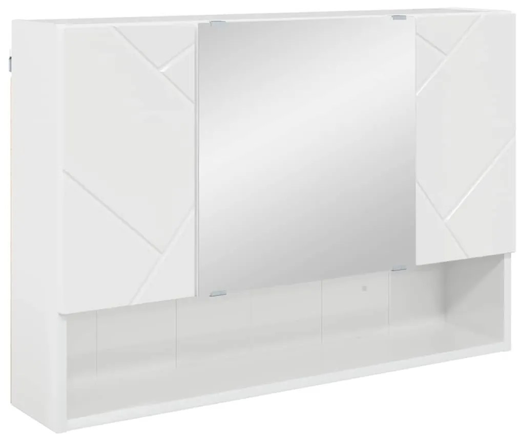 Fürdőszobai tükörszekrény Magasfényű fehér 80 x 17 x 55 cm