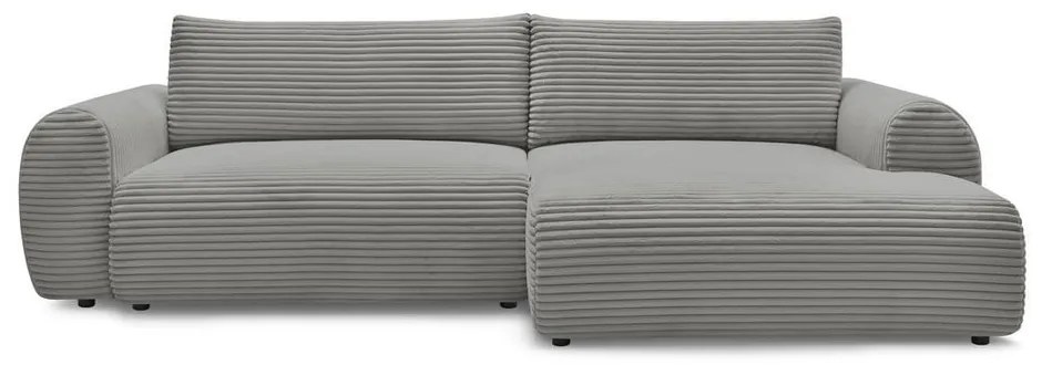 Sötétszürke kordbársony kinyitható sarokkanapé (jobb oldali) Lucien – Bobochic Paris