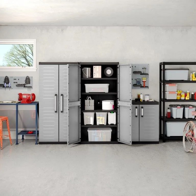 Keter Kétajtós Detroit XL osztott műanyag szekrény szürke ajtóval