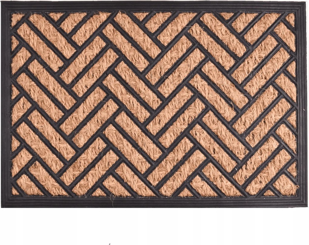 Lábtörlő ajtóhoz 60x40 cm gumi, kókusz Panama Fenyő barna fekete