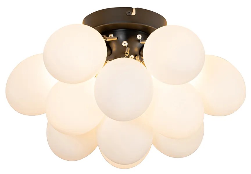 Art Deco mennyezeti lámpa fekete opál üveggel 3-lámpás - Uvas