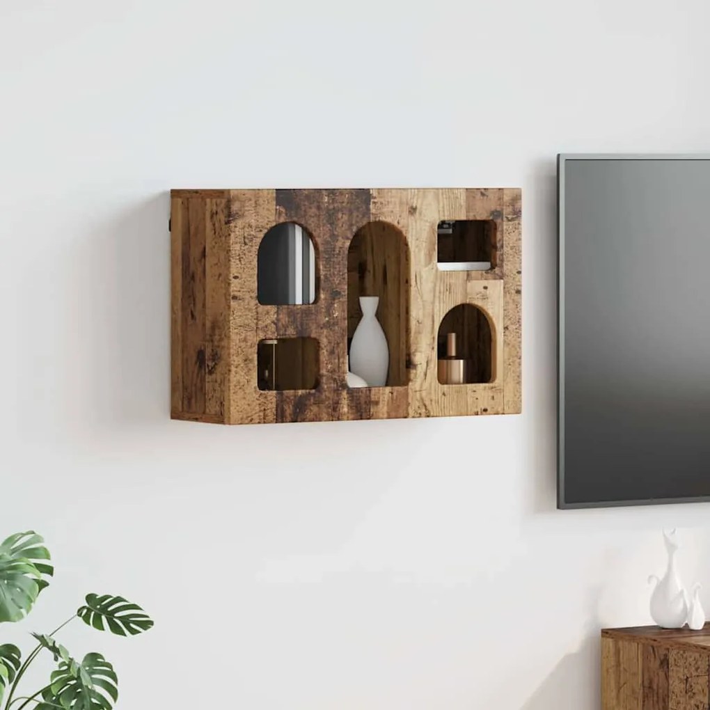 Függő szekrény polcokkal Öreg fa 60 x 20 x 40 cm Faanyag