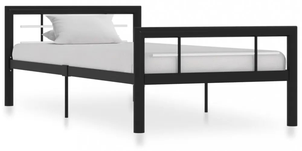 fekete és fehér fém ágykeret 90 x 200 cm