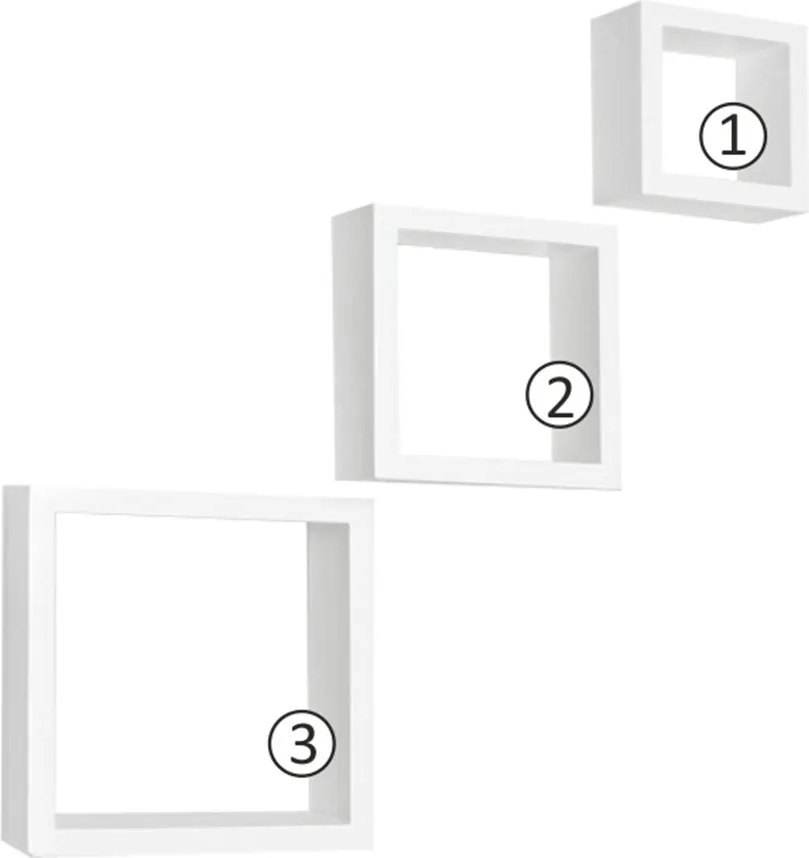 Polcok, 3 db, fehér, KVADRO New DR-WS-6103