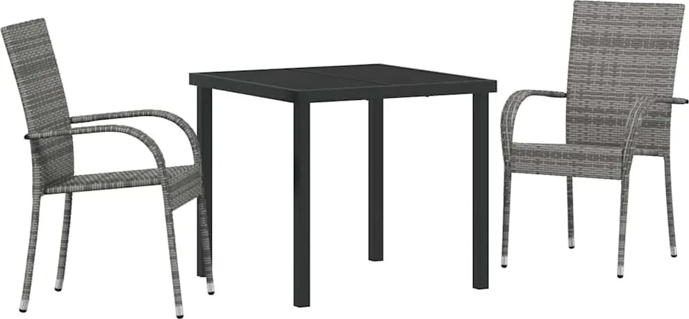 vidaXL Kert étkező szett 3 pcs Szürke Porszórt acél