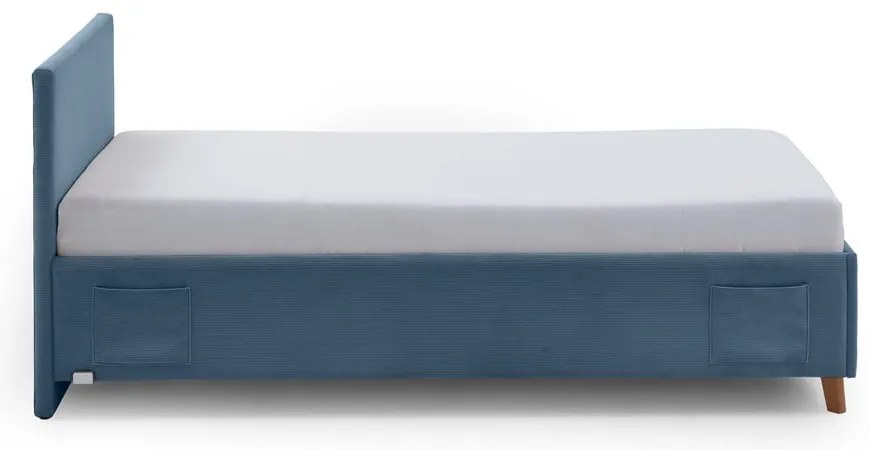 Kék kárpitozott ágyneműtartós gyerekágy ágyráccsal 90x200 cm Cool – Meise Möbel