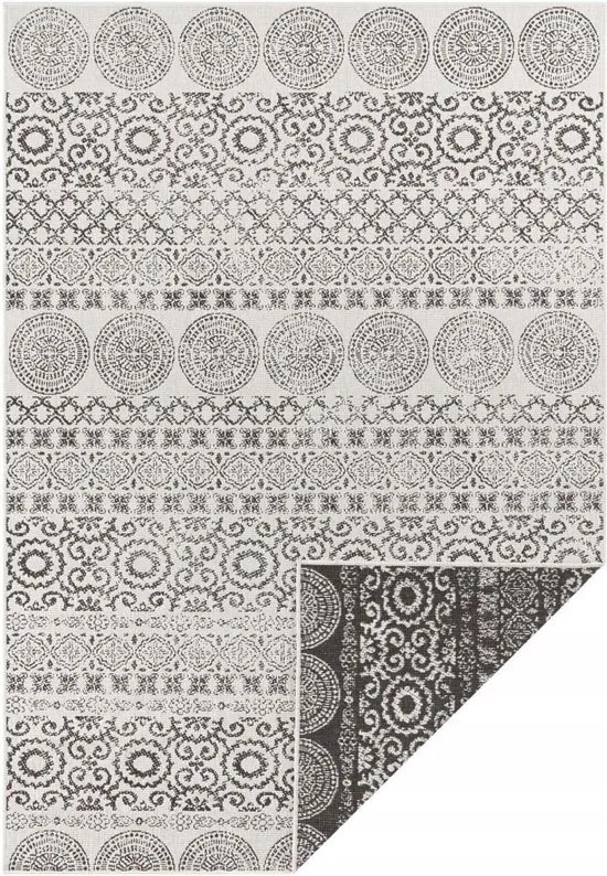 Teraszszőnyeg krémszínű fekete Twin 160x230 cm