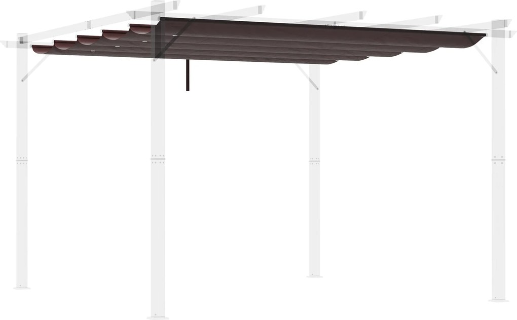 Outsunny 2.5x2.55m Pergola Napernyő Cserélhető Tető Napernyő Szövet Kerti Pavilonhoz, 10 Leeresztő Nyílással, Barna | Aosom