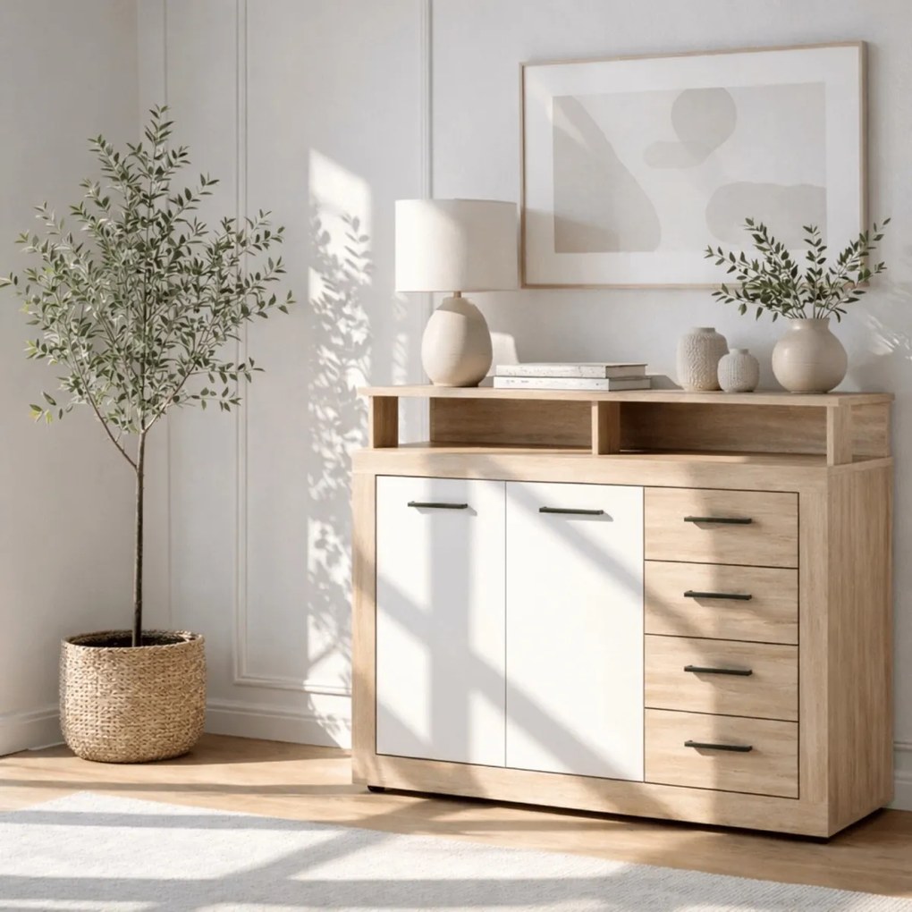 BLAGO MIDI A komód 119,5 cm sonoma tölgy/fehér