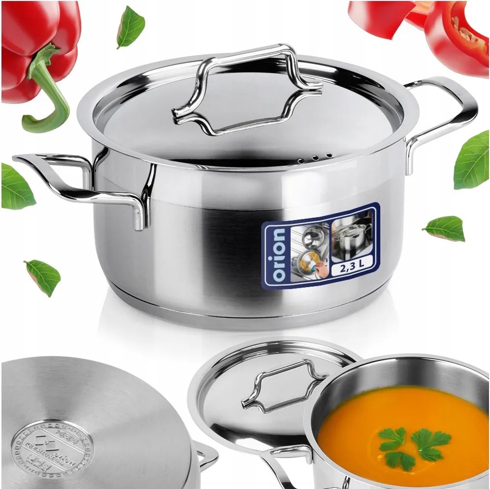 Anett Orion fazék fedővel rozsdamentes acél 18 cm 2,3L Prémium