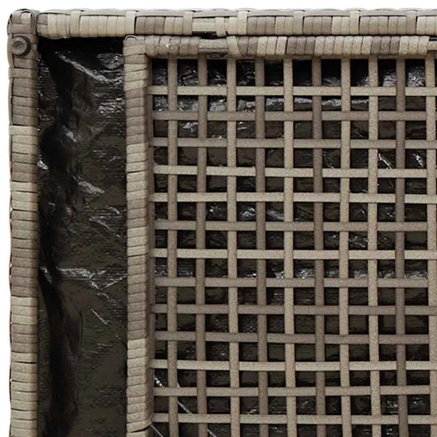 szürke polyrattan kültéri tárolópad párnával 100 cm