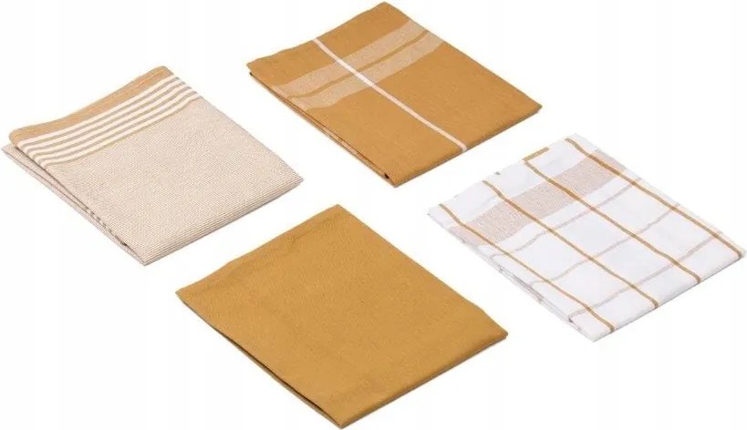 4 db-os pamut törlőkendő szett, 50x70, mustársárga