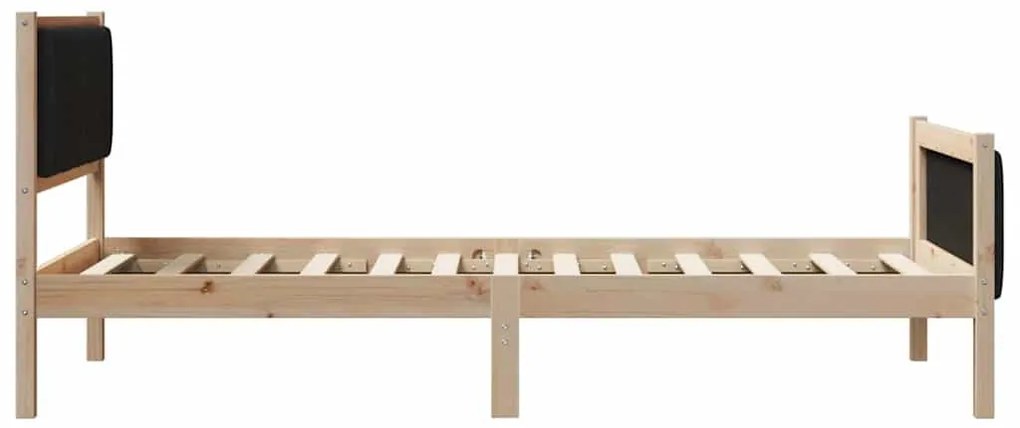 Ágykeret fejtámlával Barna és fekete 100 x 200 cm Tömör fenyőfa