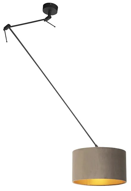 Függőlámpa fekete taupe bársony árnyékolóval, aranyozott, 35 cm - Blitz