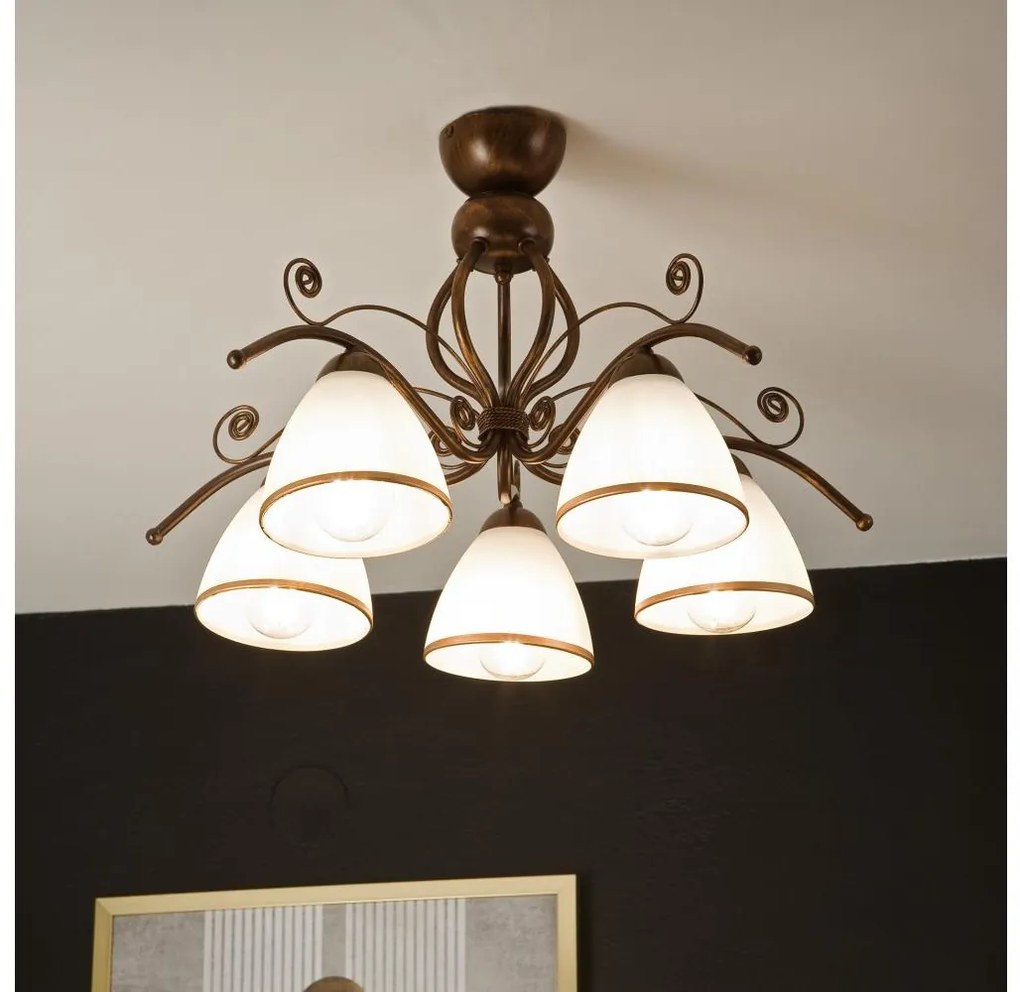 Felületre szerelhető csillár  RETRO 5xE27/60W/230V bronz patina