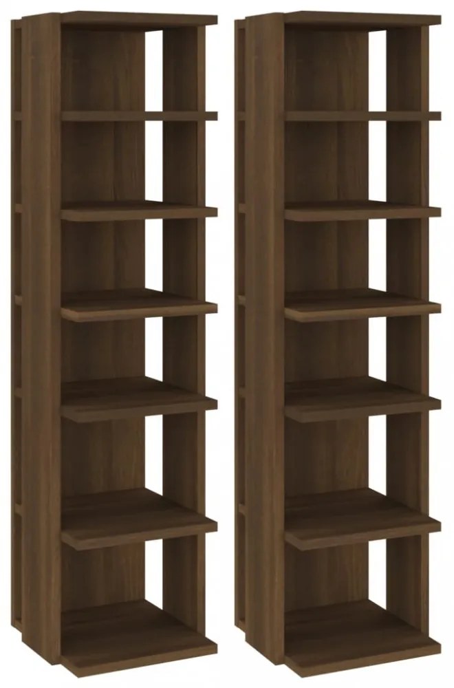 2 db barna tölgy színű szerelt fa cipőtartó 27,5 x 27 x 102 cm