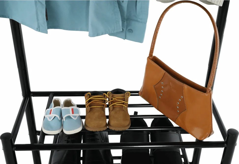 Fogas cipőtartóval, fekete fém, BARNUM