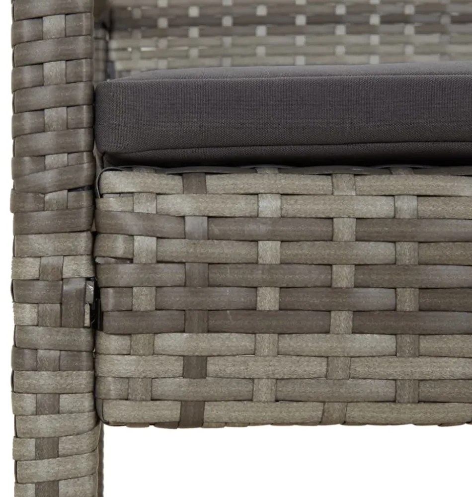 szürke polyrattan kerti pad párnával 105 cm