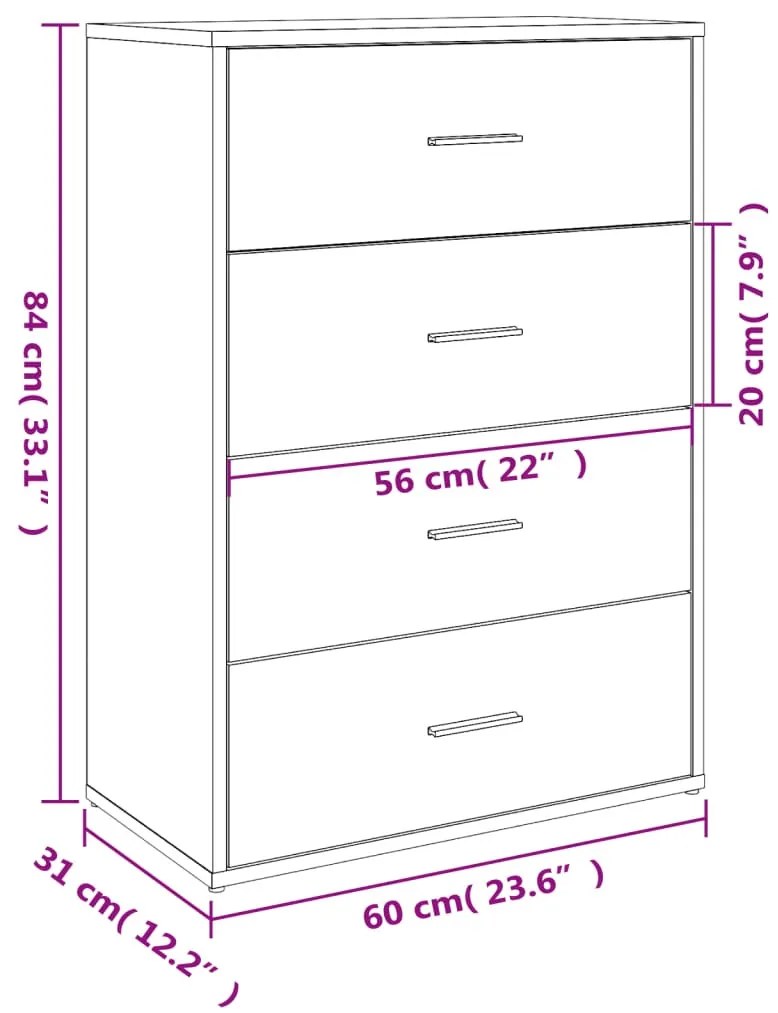vidaXL 2 db füstös tölgy színű szerelt fa tálalószekrény 60x31x84 cm