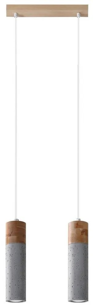 Sollux SL.0966 - Csillár zsinóron ZANE 2xGU10/40W/230V beton/fa