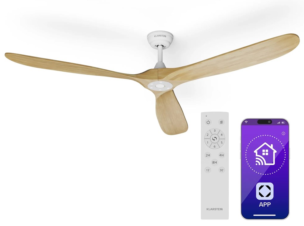 Bahama Breeze Smart Mennyezeti ventilátor, masszív fa rotorlapátok, távirányító + vezérlés alkalmazás segítségével