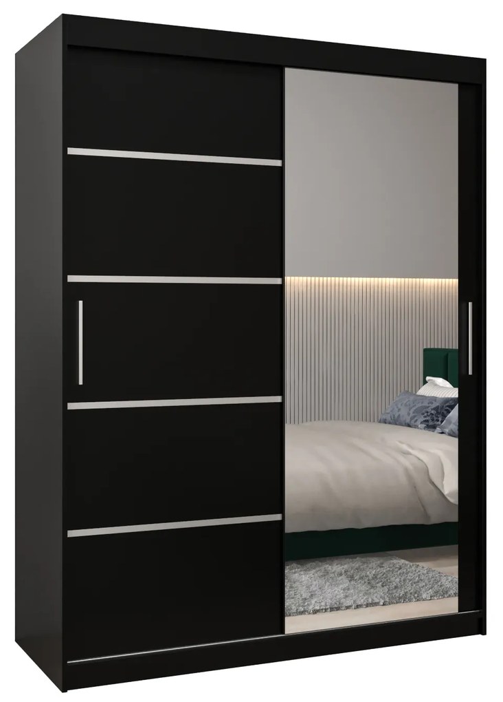 Ruhásszekrény 180 cm tükörrel Verika 2 180 (fekete). 1064217