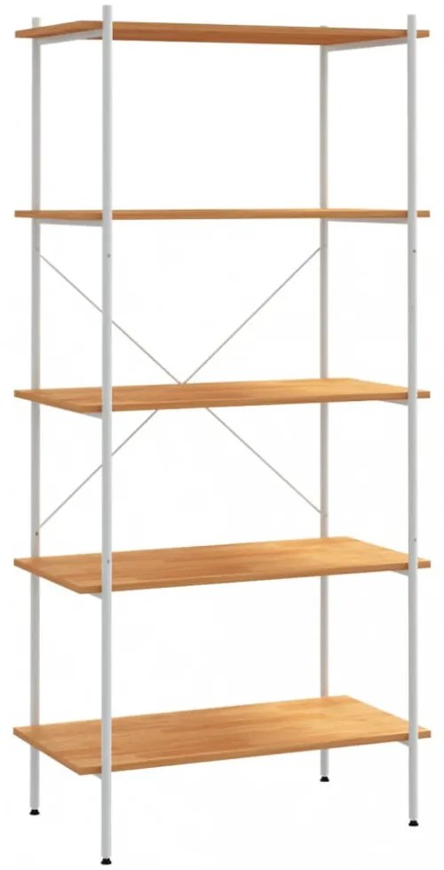 fehér és tölgyfa 5 szintes polcrendszer 80x40x163 cm